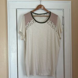 Torrid short sleeved baseball tee. Beautiful lace insets. Size 4.